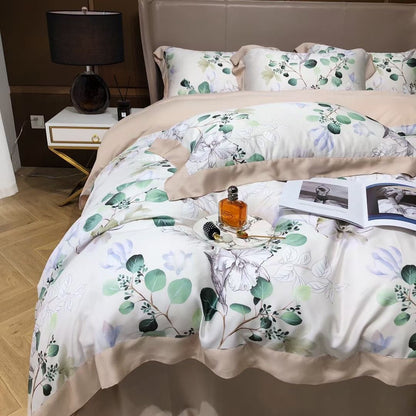 Luxury Floral Lyocell Bedding Set — 4-Piece