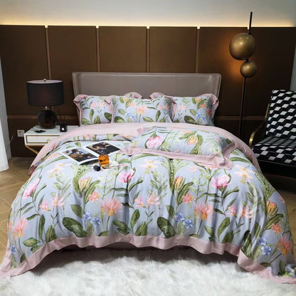 Luxury Floral Lyocell Bedding Set — 4-Piece