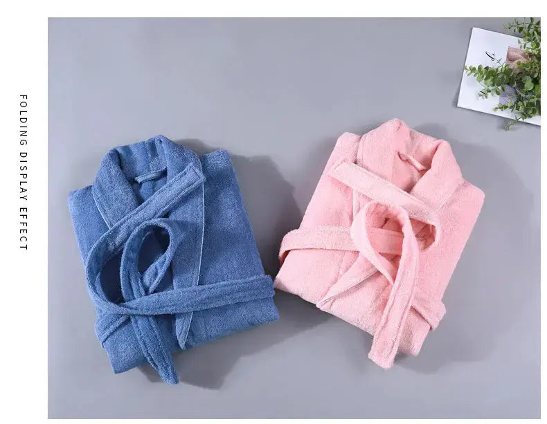 Terry Robe Women 100% Cotton Bathrobe Lovers Brown Robes Men Bathrobe Solid Towel Fleece Long Sleepwear Bridesmaid Robe White Jonine’s Corner