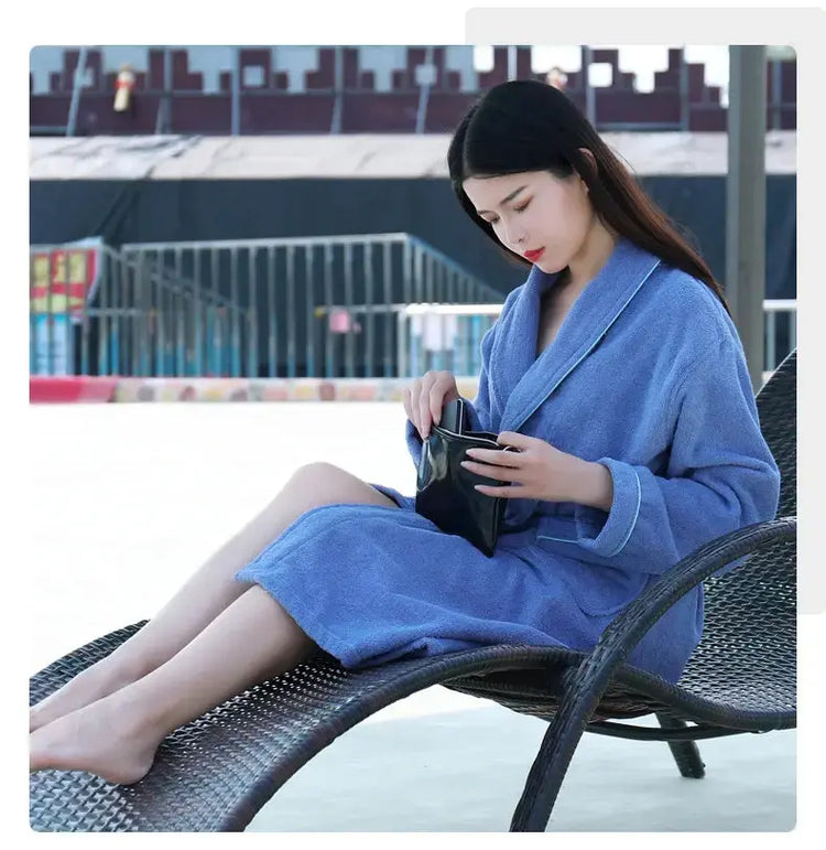 Terry Robe Women 100% Cotton Bathrobe Lovers Brown Robes Men Bathrobe Solid Towel Fleece Long Sleepwear Bridesmaid Robe White Jonine’s Corner