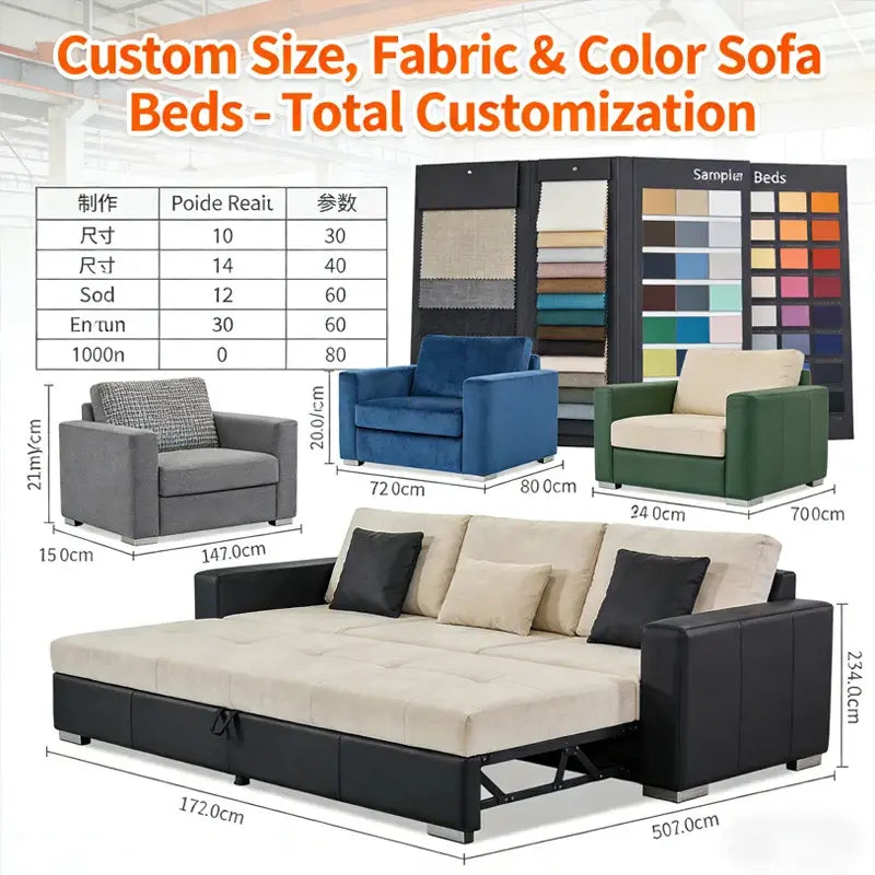 Electric Gliding Sofa Bed – Fabric & Wood Frame, Remote Control Recline, Foldable