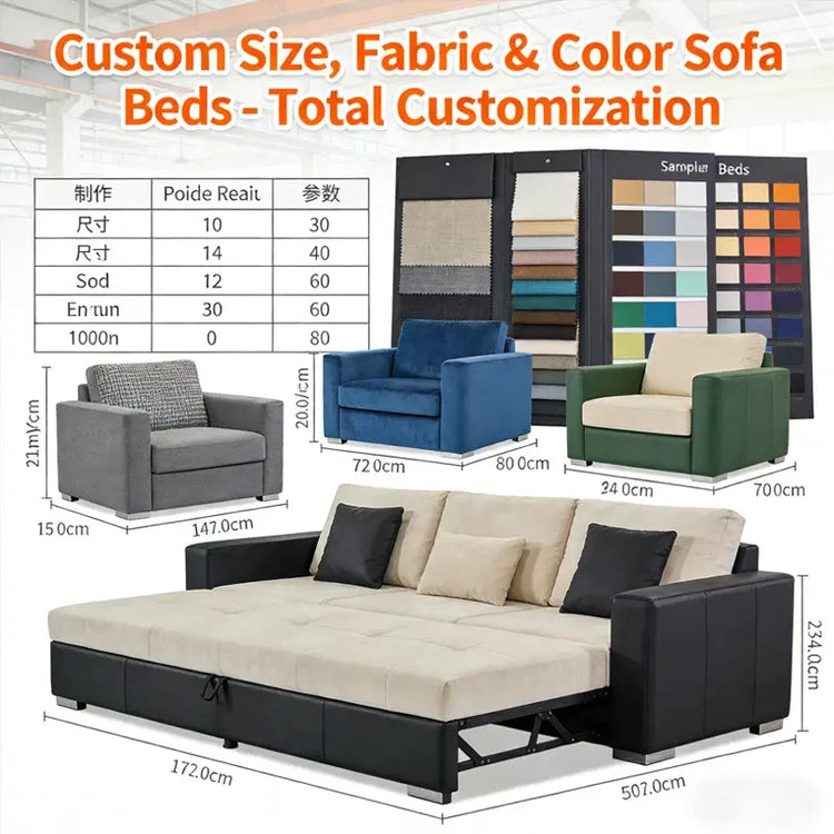 Electric Gliding Sofa Bed – Fabric & Wood Frame, Remote Control Recline, Foldable