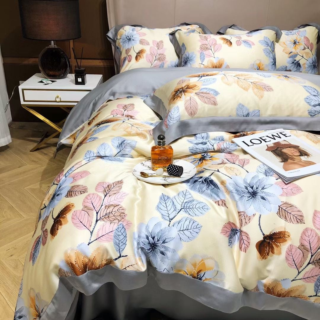 Luxury Floral Lyocell Bedding Set — 4-Piece