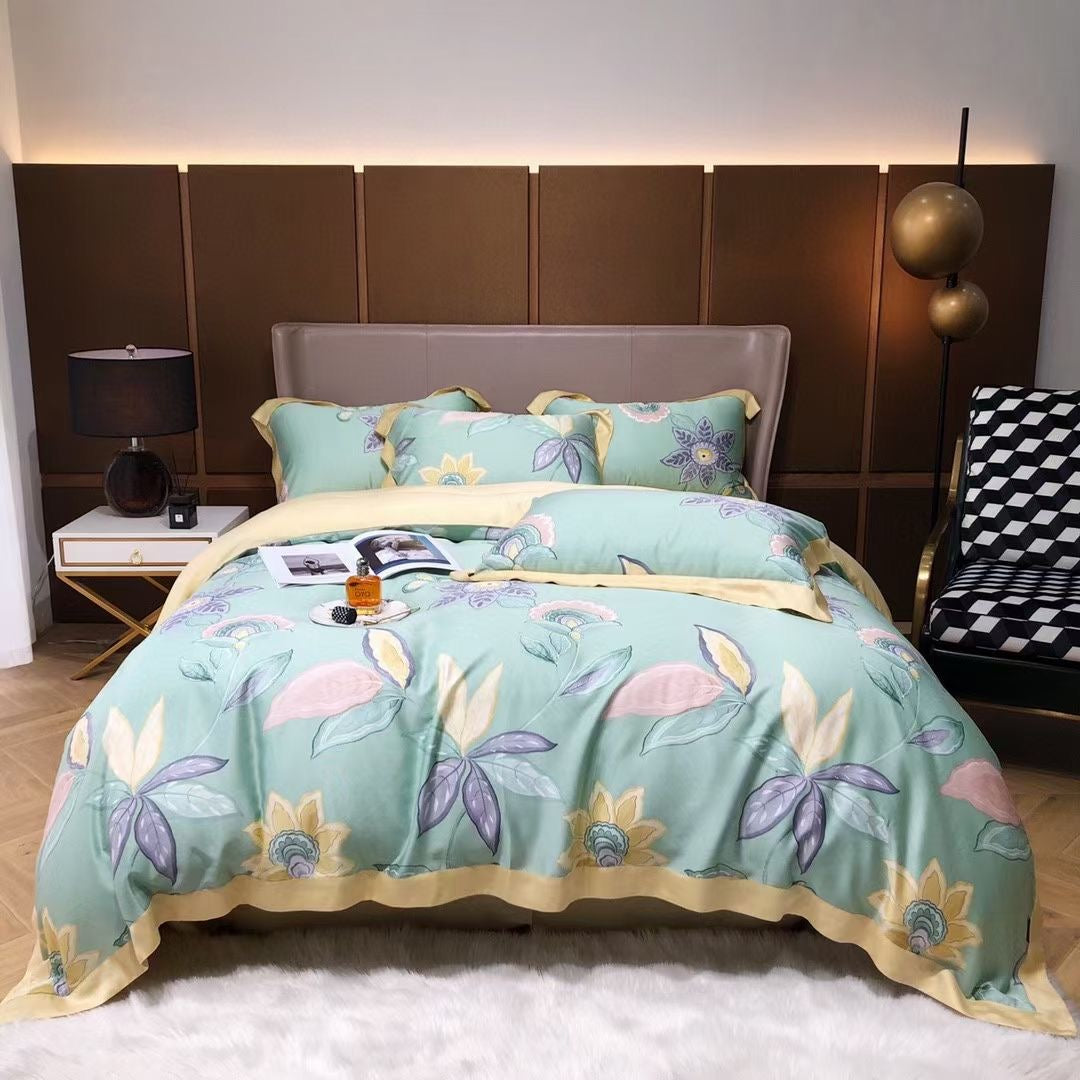 Luxury Floral Lyocell Bedding Set — 4-Piece