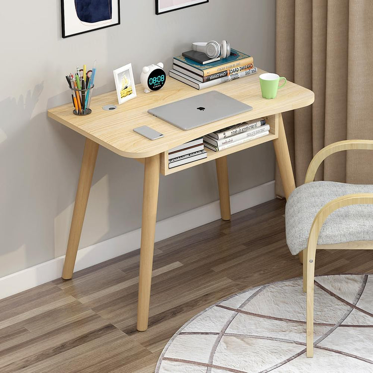 Modern Study Desk with Optional Bookshelf — White or Oak 3 Sizes