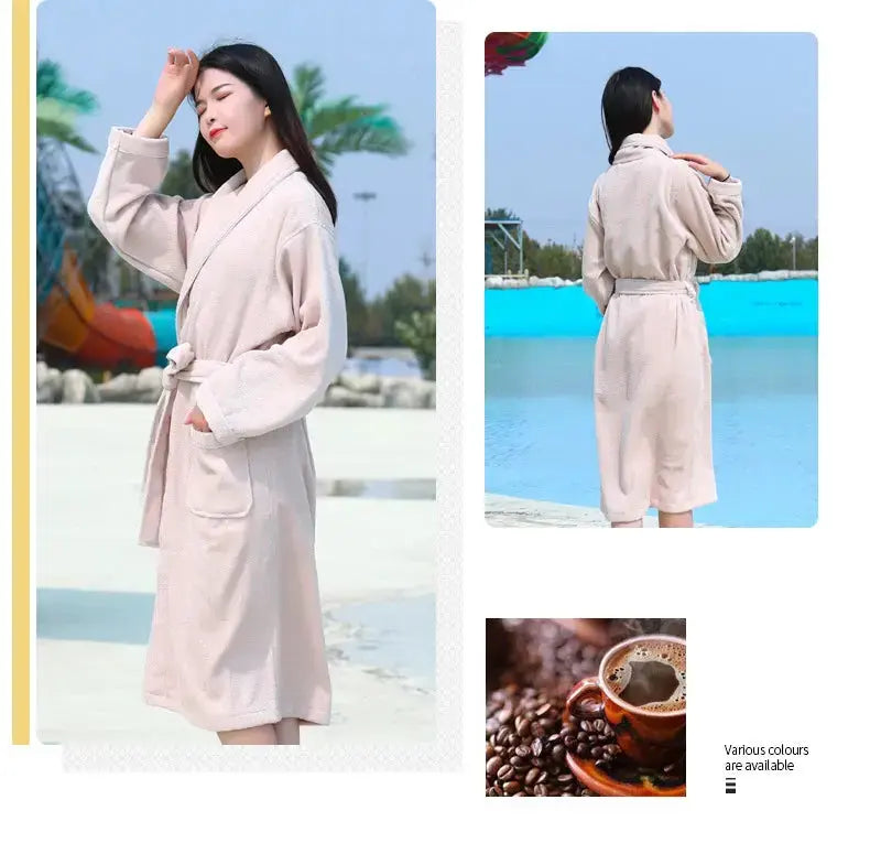 Terry Robe Women 100% Cotton Bathrobe Lovers Brown Robes Men Bathrobe Solid Towel Fleece Long Sleepwear Bridesmaid Robe White Jonine’s Corner