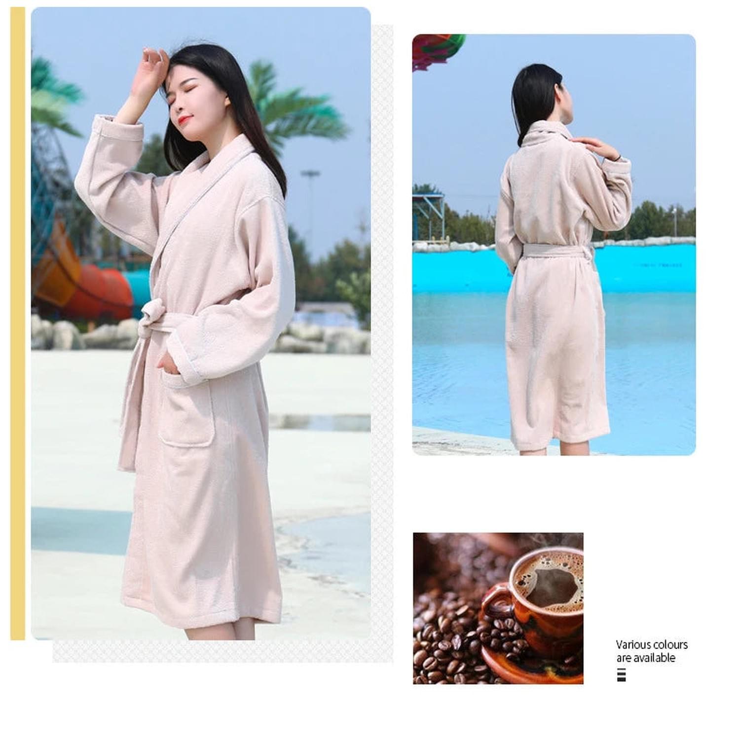 Wrapped in Warmth — 100% Cotton Terry Bathrobe for Women