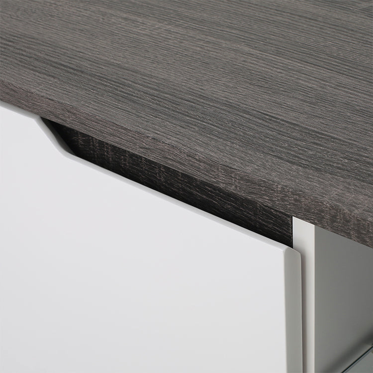 Modern TV Stand &amp; Media Console in Gray + White Matte