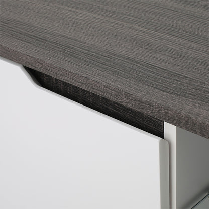 Modern TV Stand &amp; Media Console in Gray + White Matte