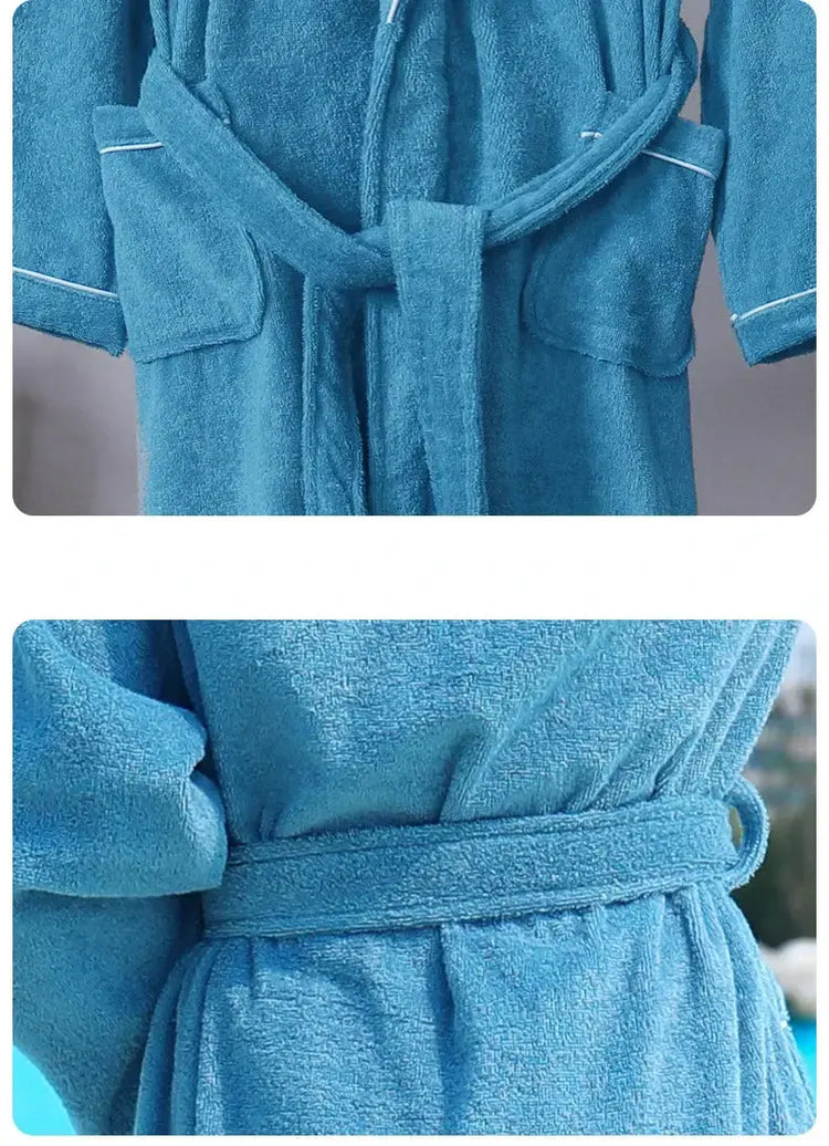 Terry Robe Women 100% Cotton Bathrobe Lovers Brown Robes Men Bathrobe Solid Towel Fleece Long Sleepwear Bridesmaid Robe White Jonine’s Corner