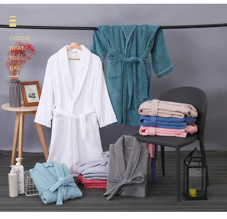Wrapped in Warmth — 100% Cotton Terry Bathrobe for Women