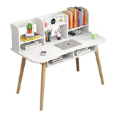 Modern Study Desk with Optional Bookshelf — White or Oak 3 Sizes