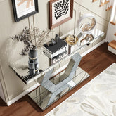 Hexagon Mirror Console Table — Diamond Glass Luxury Foyer Decor
