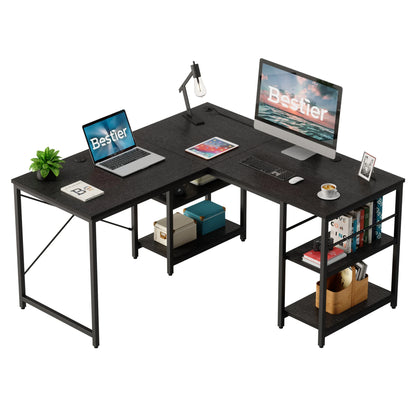 Bestier L-Shaped Executive Desk with Storage Cabinet