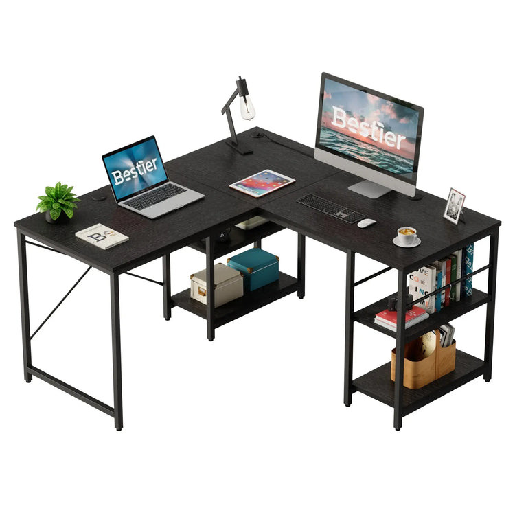 Bestier L-Shaped Executive Desk with Storage Cabinet Jonine’s Corner