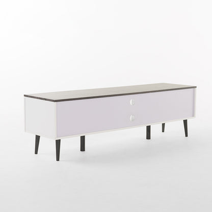 Modern TV Stand &amp; Media Console in Gray + White Matte
