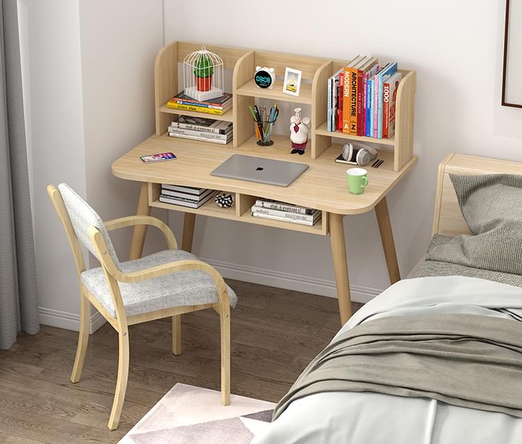Modern Study Desk with Optional Bookshelf — White or Oak 3 Sizes