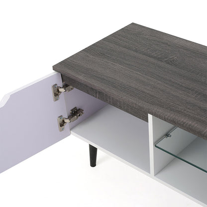 Modern TV Stand &amp; Media Console in Gray + White Matte