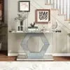 Hexagon Mirror Console Table — Diamond Glass Luxury Foyer Decor