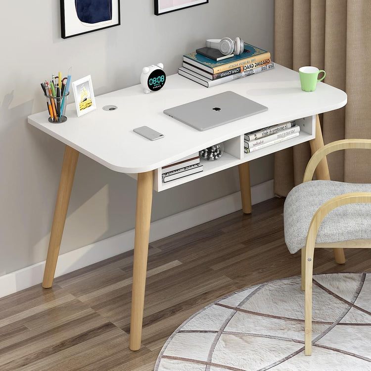 MSDOBS001Modern Study Desk with Optional Bookshelf — White or Oak 3 Sizes