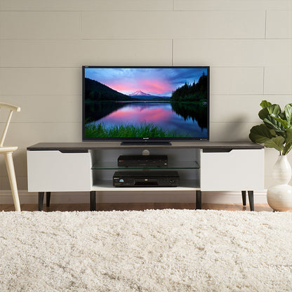 Modern TV Stand &amp; Media Console in Gray + White Matte