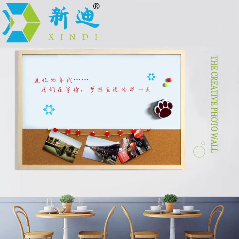 Plan, Pin & Write — 30×40cm Magnetic Whiteboard & Cork Board Combo with Wood Frame