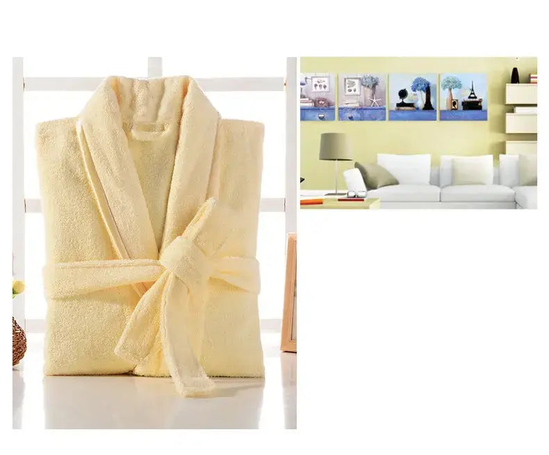 Terry Robe Women 100% Cotton Bathrobe Lovers Brown Robes Men Bathrobe Solid Towel Fleece Long Sleepwear Bridesmaid Robe White Jonine’s Corner