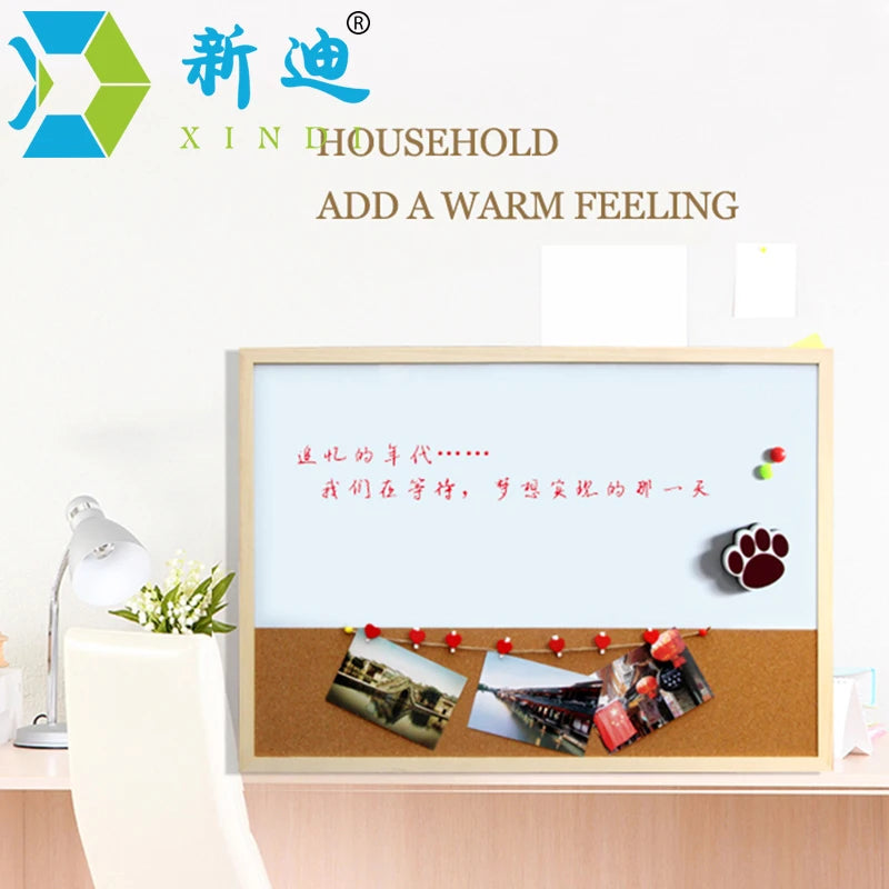 Plan, Pin & Write — 30×40cm Magnetic Whiteboard & Cork Board Combo with Wood Frame