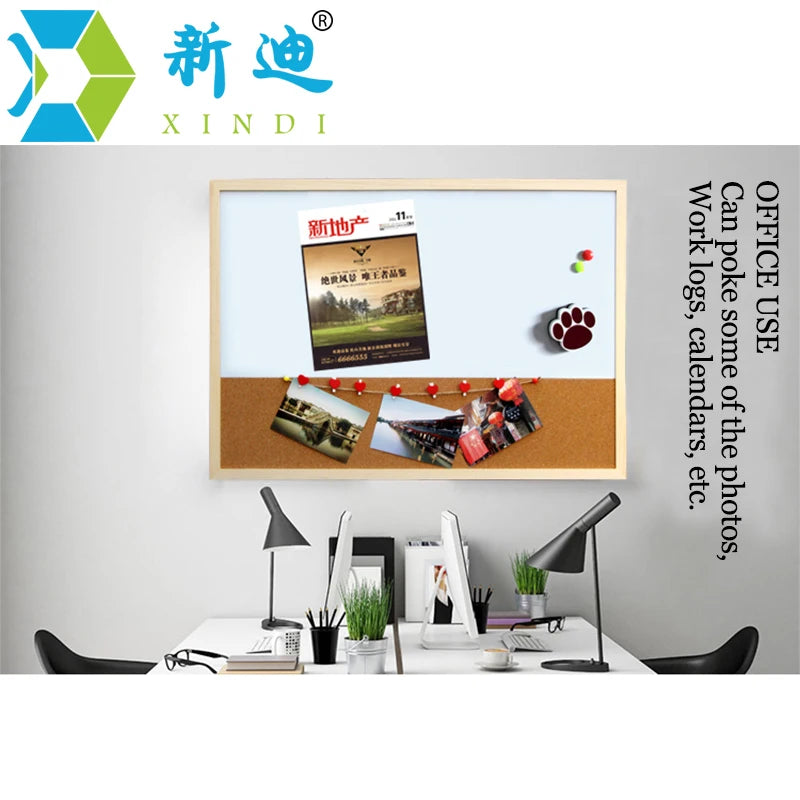 Plan, Pin & Write — 30×40cm Magnetic Whiteboard & Cork Board Combo with Wood Frame