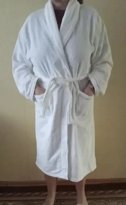 Terry Robe Women 100% Cotton Bathrobe Lovers Brown Robes Men Bathrobe Solid Towel Fleece Long Sleepwear Bridesmaid Robe White Jonine’s Corner