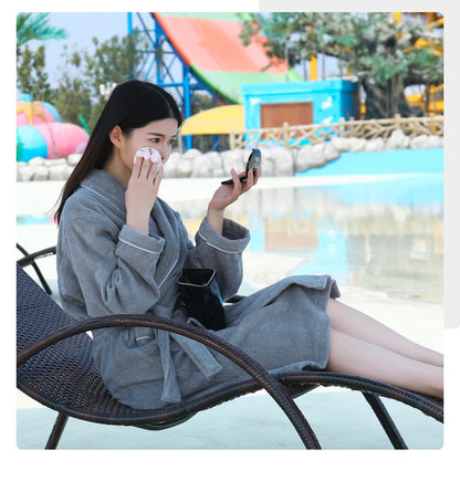 Wrapped in Warmth — 100% Cotton Terry Bathrobe for Women