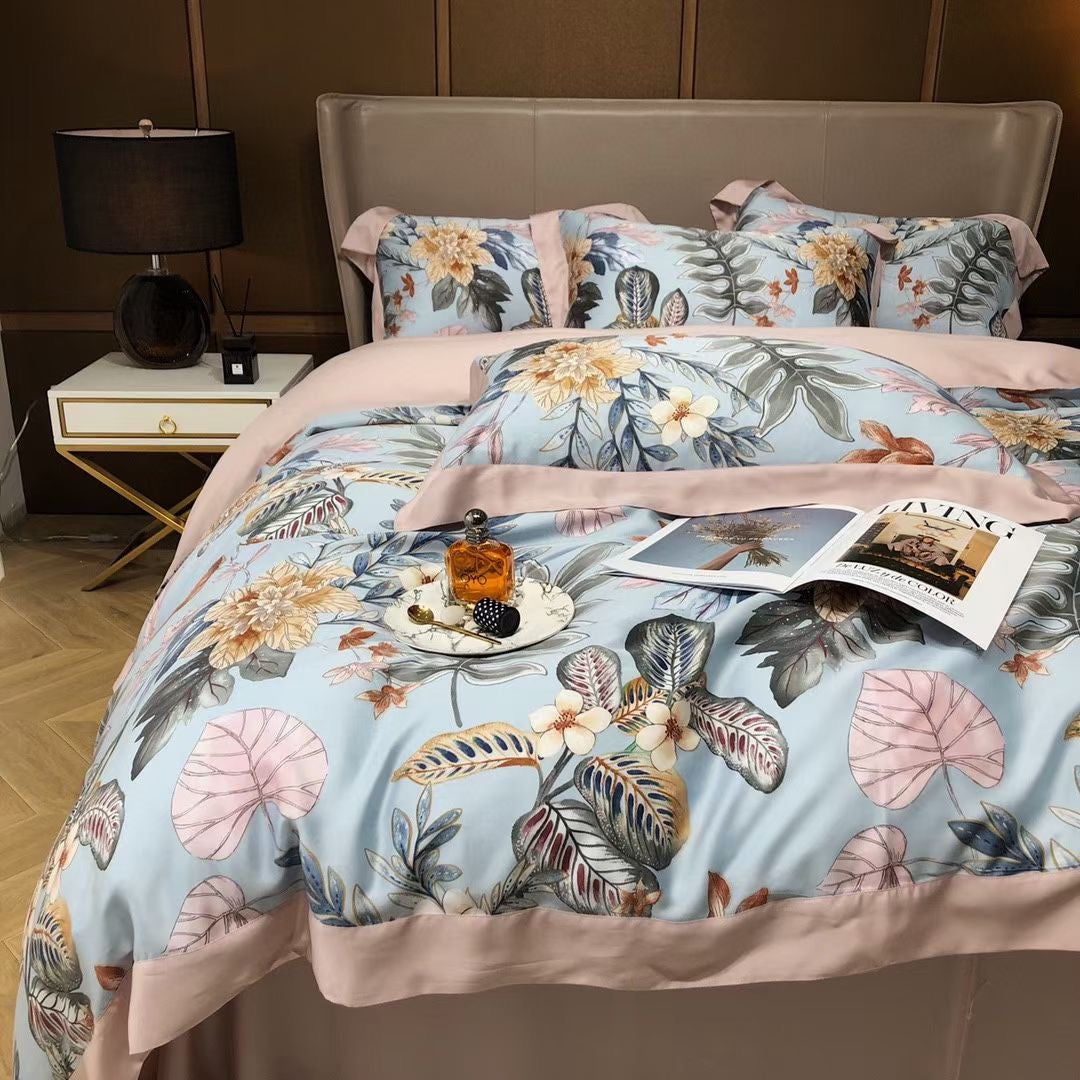 Luxury Floral Lyocell Bedding Set — 4-Piece
