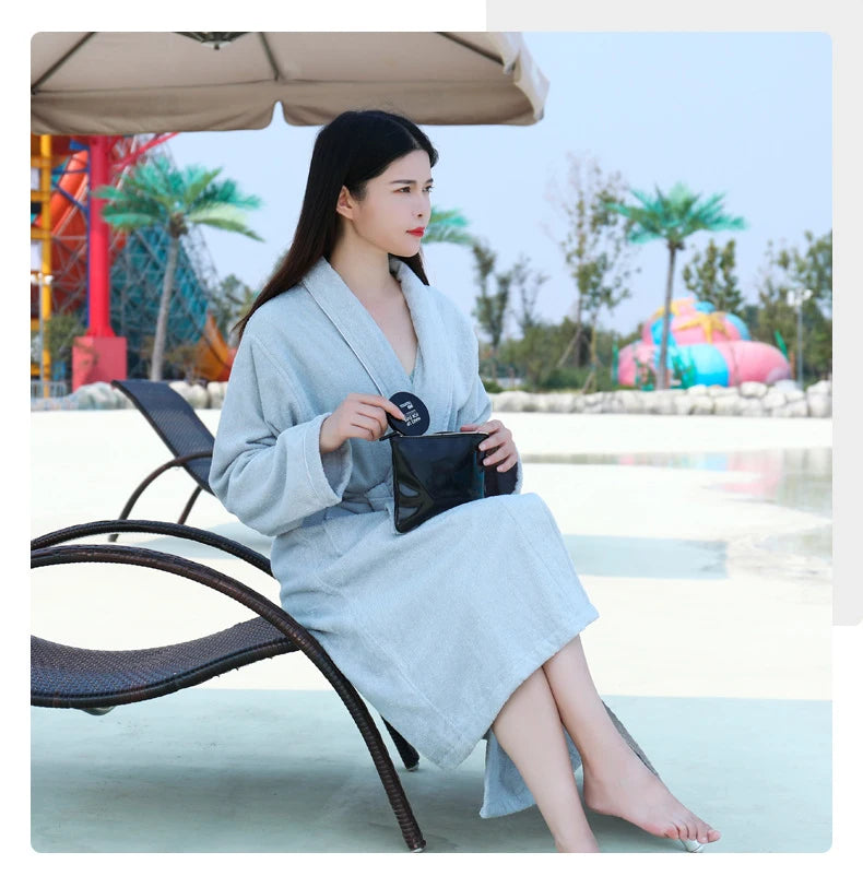 Wrapped in Warmth — 100% Cotton Terry Bathrobe for Women