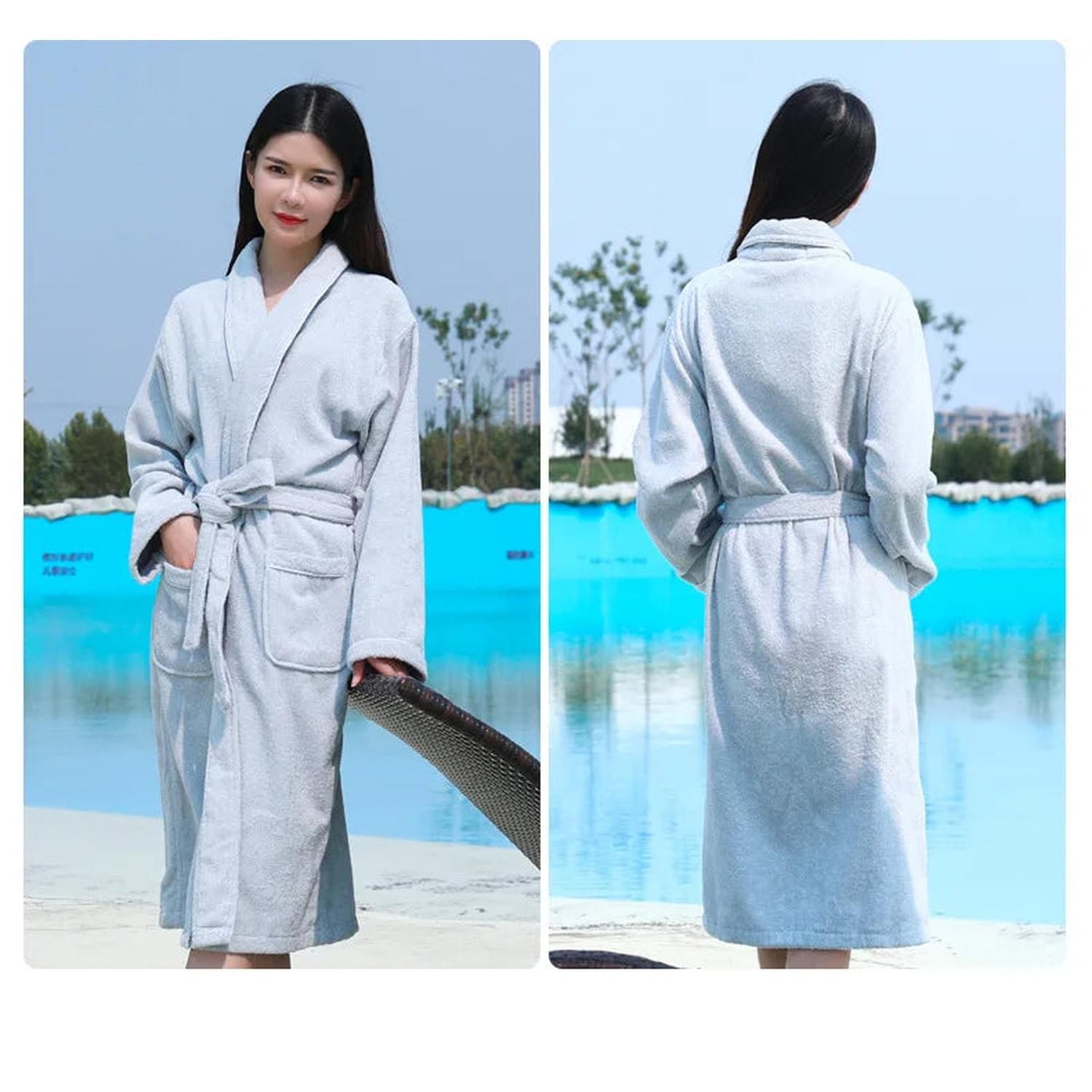 Wrapped in Warmth — 100% Cotton Terry Bathrobe for Women