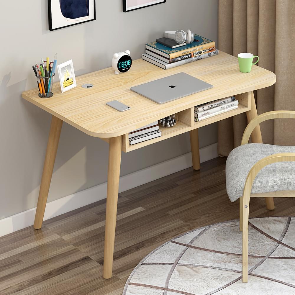 Modern Study Desk with Optional Bookshelf — White or Oak 3 Sizes