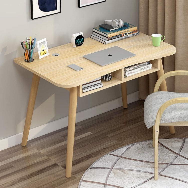 Modern Study Desk with Optional Bookshelf — White or Oak 3 Sizes