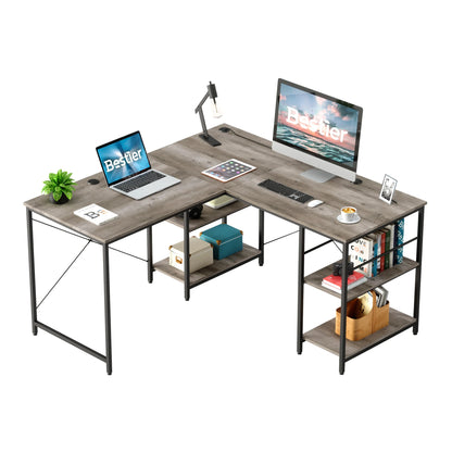 Bestier L-Shaped Executive Desk with Storage Cabinet