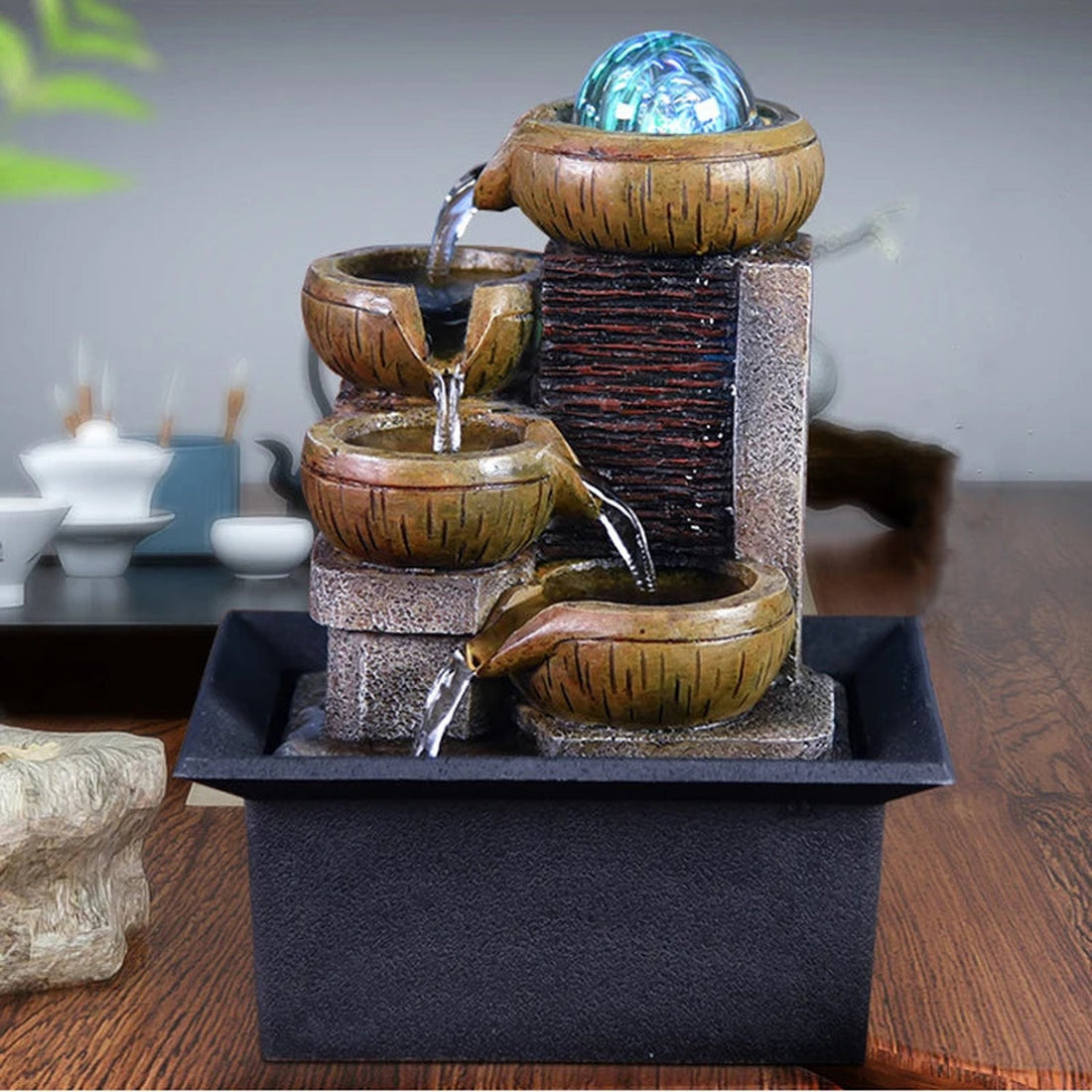 Zen Tabletop Water Fountain — Feng Shui &amp; Meditation Decor