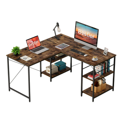 Bestier L-Shaped Executive Desk with Storage Cabinet