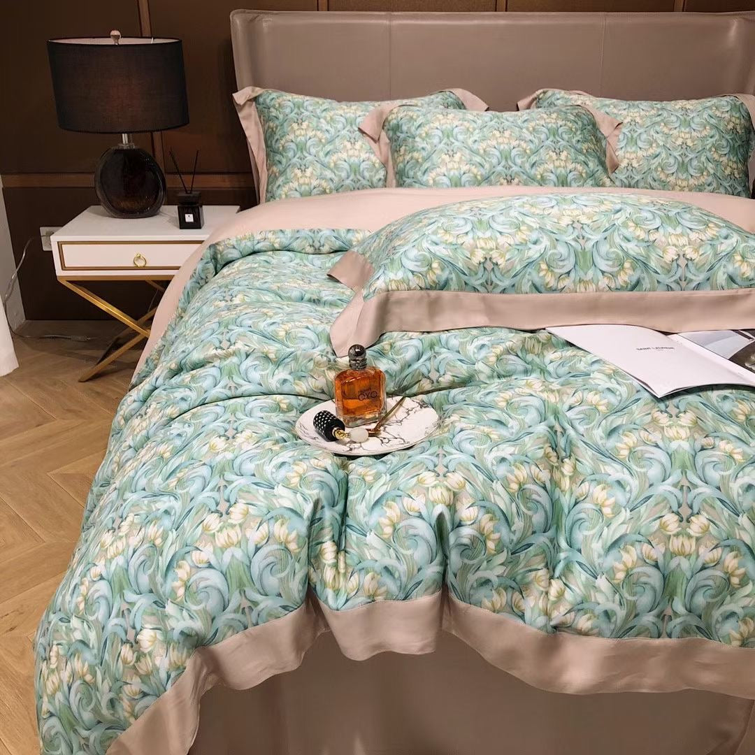 Luxury Floral Lyocell Bedding Set — 4-Piece