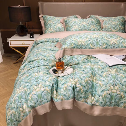 Luxury Floral Lyocell Bedding Set — 4-Piece