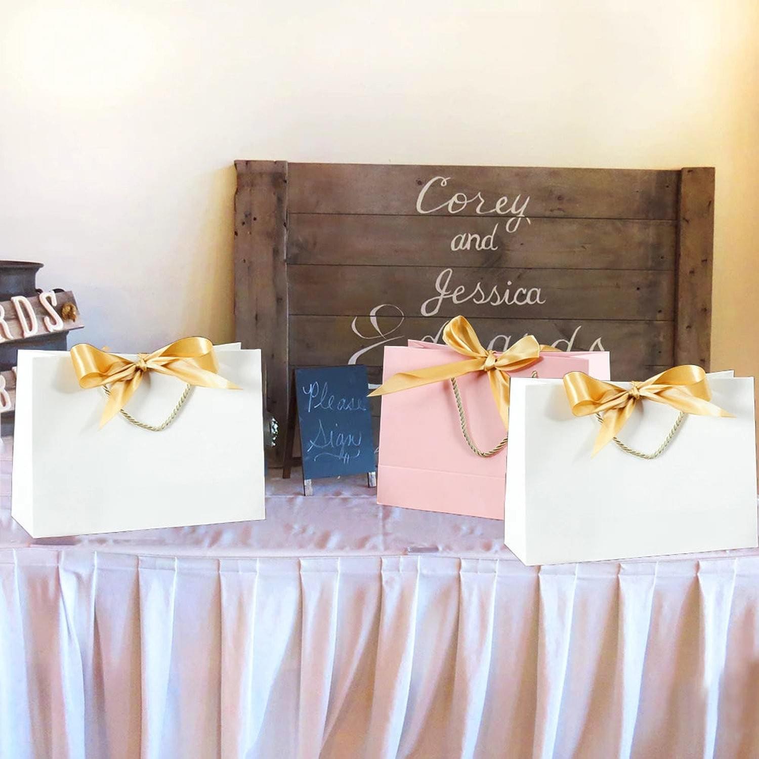 Bow Ribbon Paper Gift Bags with Handles