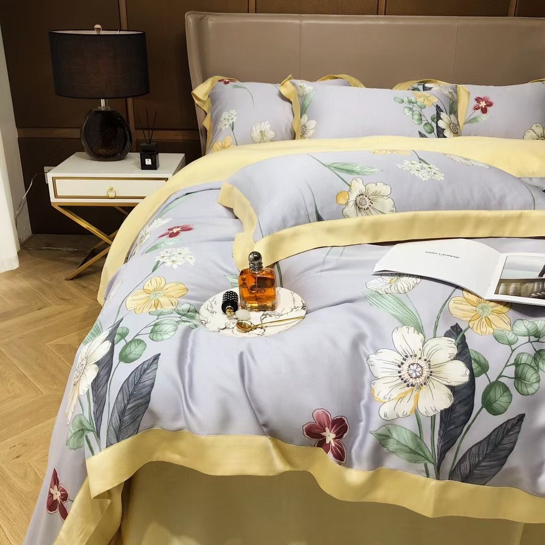 Luxury Floral Lyocell Bedding Set — 4-Piece