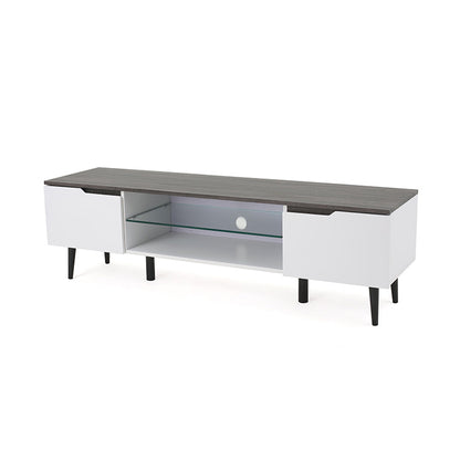Modern TV Stand &amp; Media Console in Gray + White Matte