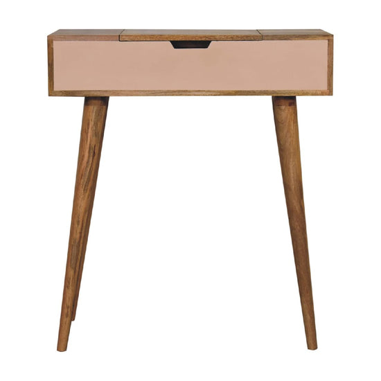 Mini Blush Pink Dressing Table with Foldable Mirror for resale-0