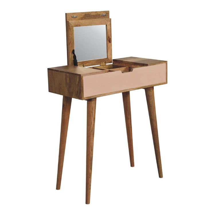 wholesale Mini Blush Pink Dressing Table with Foldable Mirror for resale-4