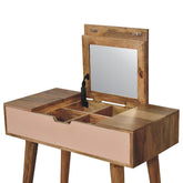 Mini Blush Pink Dressing Table with Foldable Mirror for reselling-6