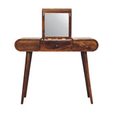 Chestnut Dressing Table with Foldable Mirror dropshipping-3