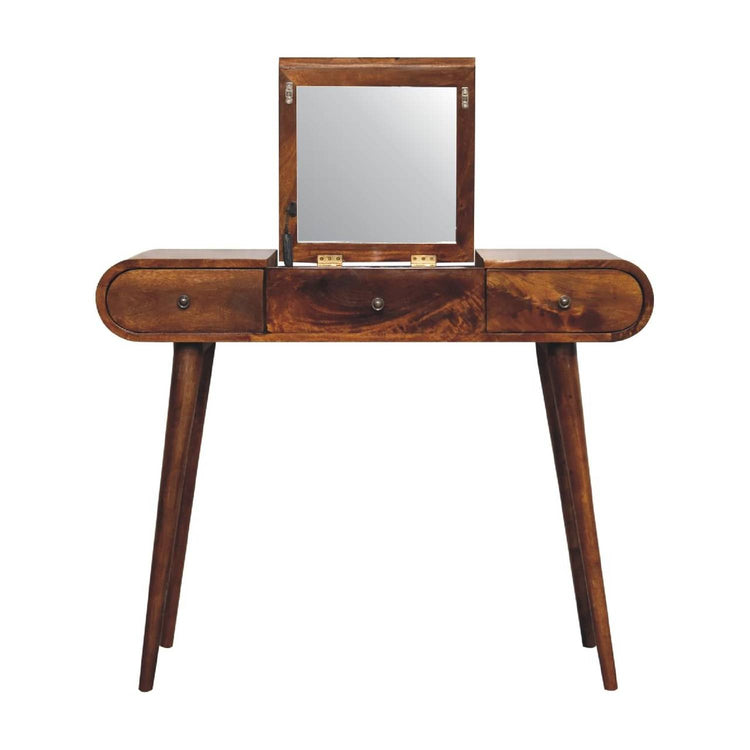 Chestnut Dressing Table with Foldable Mirror dropshipping-3