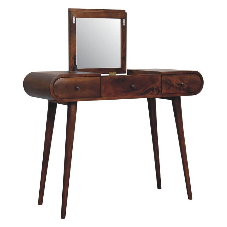 wholesale Chestnut Dressing Table with Foldable Mirror for resale-4